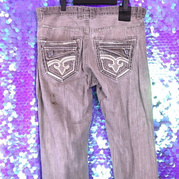 GREY WHISKERED JEANS 38x32 Project Mayhem Casual Denim Pants Summer Leisure Y2K - Picture 9 of 10